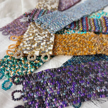 Load image into Gallery viewer, Seed Bead Thick Cuff Bracelet with triple button closures : ARTFUL BEAD