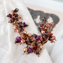Load image into Gallery viewer, Purple and Copper Funky Wire Wrapped Bead bracelet : ARTFUL BEAD
