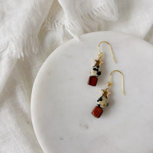 Load image into Gallery viewer, Dalmation, Star and Wood Bead Earring
