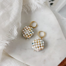 Load image into Gallery viewer, Pastel Checkered Clay Hexagon Earring
