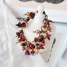 Load image into Gallery viewer, Purple and Copper Funky Wire Wrapped Bead bracelet : ARTFUL BEAD
