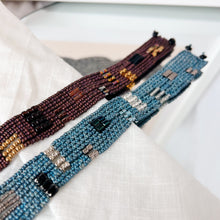 Load image into Gallery viewer, Patchwork Bead Bracelet : Blue and Brown : ARTFUL BEAD
