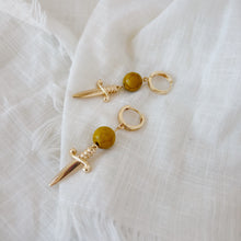 Load image into Gallery viewer, Dagger and Mustard Bead Earring
