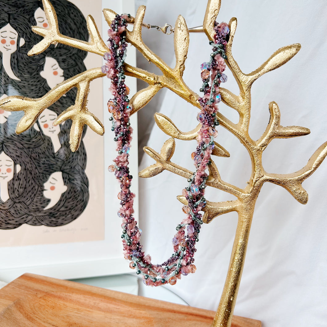 Purple Fiber and Bead Flotsam Necklace  : ARTFUL BEAD