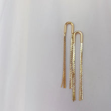 Load image into Gallery viewer, Gold Horseshoe Tassel Earrings
