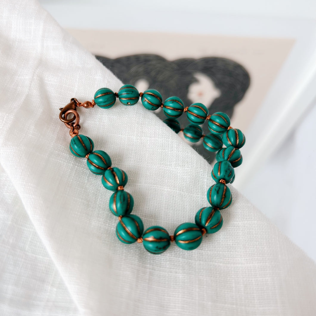 Copper and Teal Bead bracelet : ARTFUL BEAD