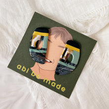 Load image into Gallery viewer, Art Deco Stud in Teal and Gold Marble
