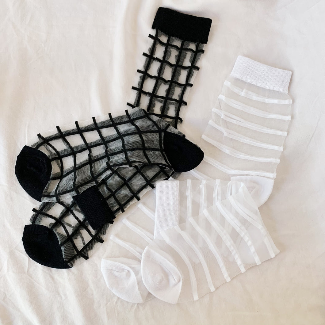 Mesh Sock Set : Black and White