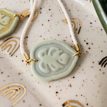 Load image into Gallery viewer, Wax Seal Monstera Bracelet : Grey and Gold
